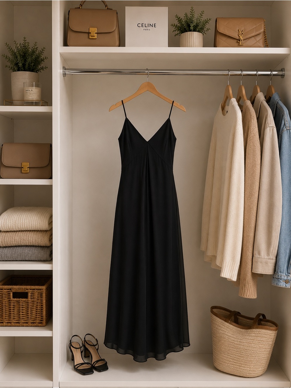 Simple Slip Maxi Dress in Black